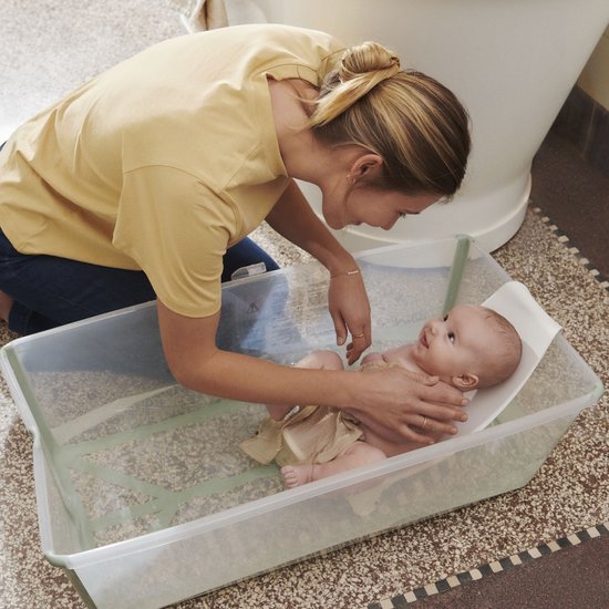Stokke Flexi Bath XL (Ocean Blue) avec support pour nouveau-nés - Durable et facile à ranger - Pratique à la maison ou en voyage - Convient aux enfants de 0 à 6 ans