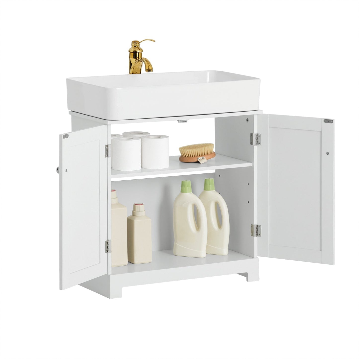 SoBuy Meuble bas pour évier - 2 portes - 60 x 60 x 29 cm - Blanc