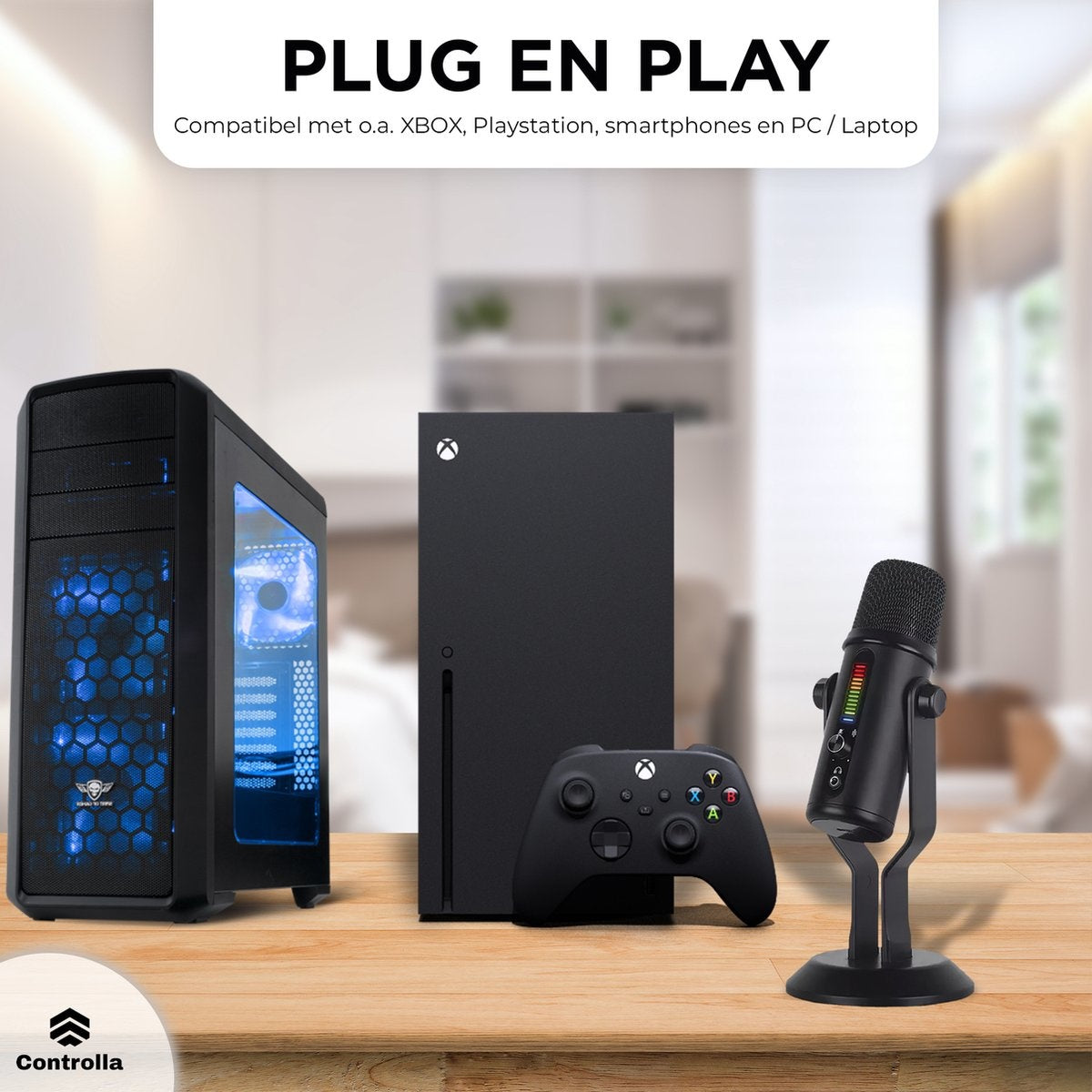 Microphone USB Controlla - Micro USB pour enregistrer - Microphone de jeu - Stream - Podcast - Réduction du bruit