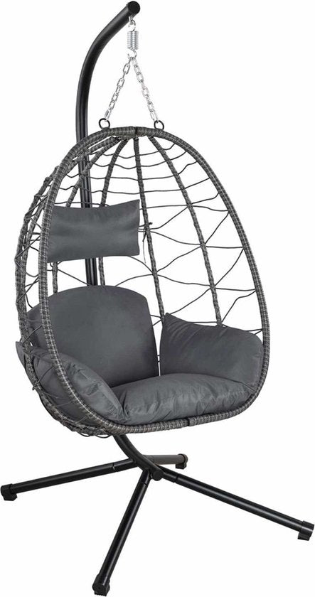 Polyrotan Hanging Chair Aria - Grey - Incl. base