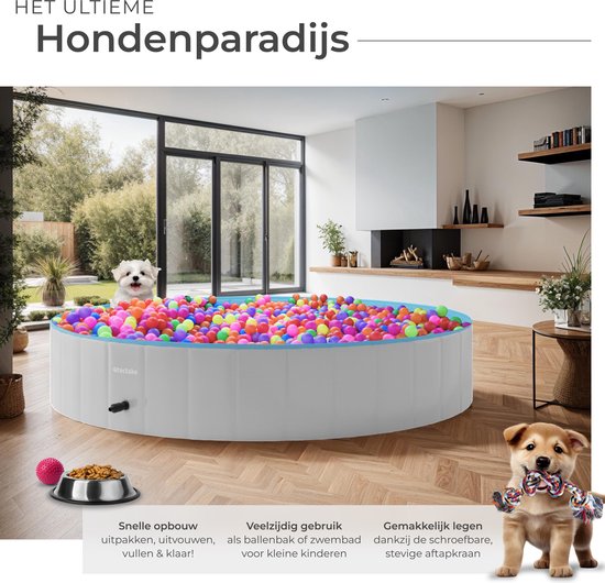 tectake® Dog Pool - Piscine pour chiens - Piscine à balles - Pliable - ⌀160 cm - Très robuste - Facile à remplir et à vider