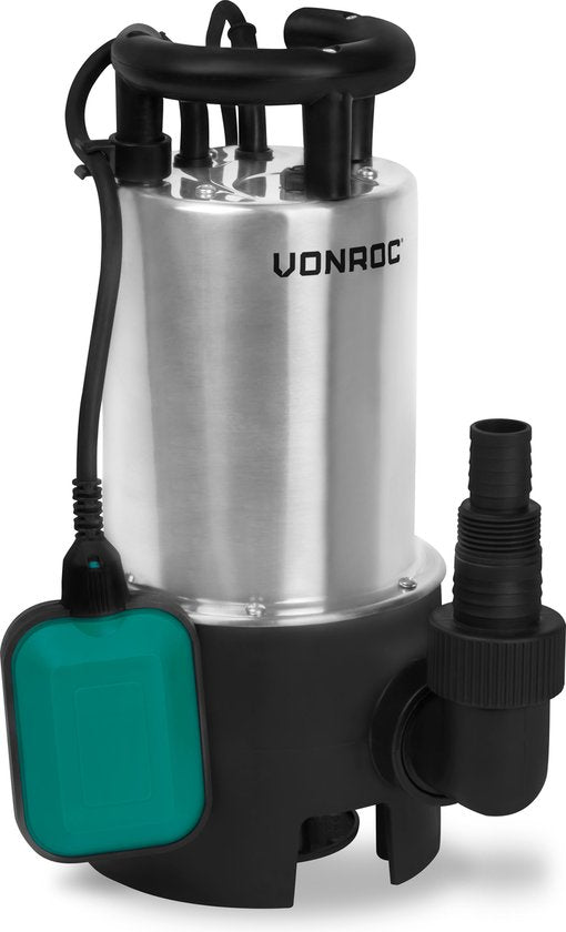 VONROC Pompe submersible en acier inoxydable - Pompe pour eaux sales - Pompe à eau - 850W - 14000 l/h - Pour eaux sales et propres - Avec flotteur