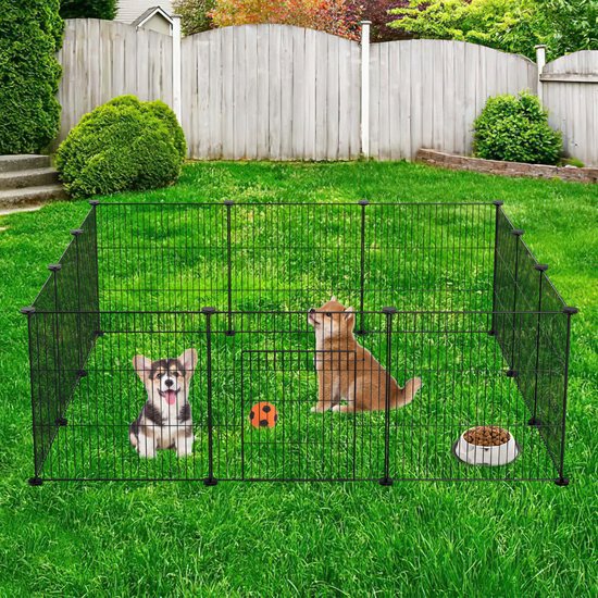 Enclos pour lapins Puppyren, 12 panneaux, noir, à monter soi-même, pour animaux de compagnie, 35 x 35 cm, d'intérieur