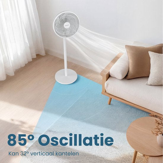 Ventilateur sur pied Auronic - 3 vitesses - Oscillation 85° - Réglable 70-116 cm - Blanc
