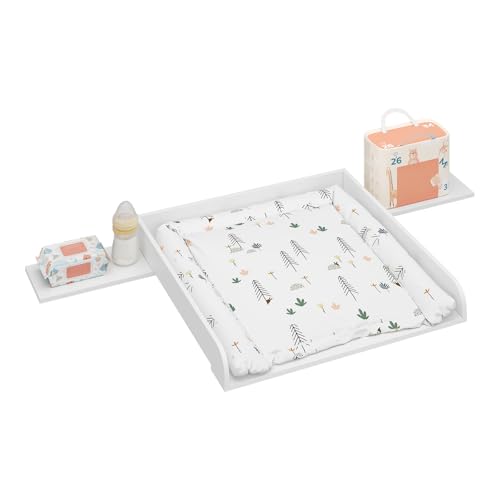 Woltu Tapis à langer pour table à langer blanc 80 x 80 cm avec bord de protection