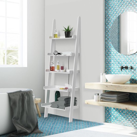 Bibliothèque Casaria - 5 étagères - Dimension 180x64x37cm MDF Bois Blanc