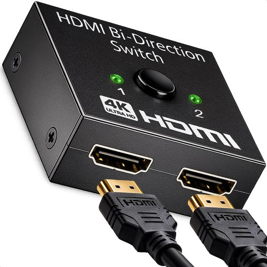 Skoov Commutateur HDMI 2 in 1 out - Plug & Play - Dolby / 3D - Répartiteur - 4K - 60HZ - Premium - Universel - Jeu - TV - Extender - Accessoires