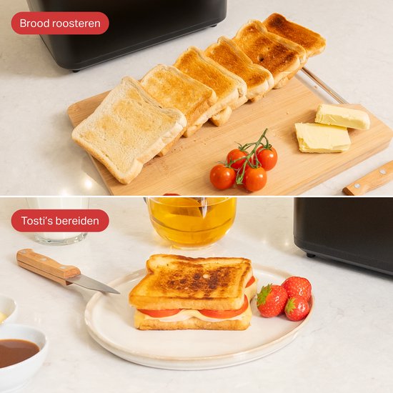 AoraKitchen Grille-pain avec pinces chauffantes - 6 niveaux de chaleur - écran LED - grille-pain - minuterie - noir