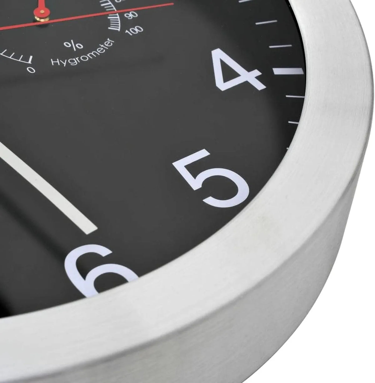 Horloge murale VidaXL Ø 30 cm avec thermomètre et hygromètre - Mouvement à quartz de précision - Aluminium noir
