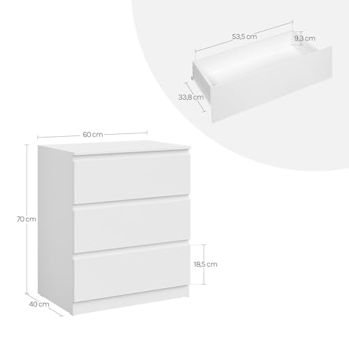 Woltu Cabinet à tiroirs blanc 3 tiroirs - Rangement moderne pour la chambre et le salon