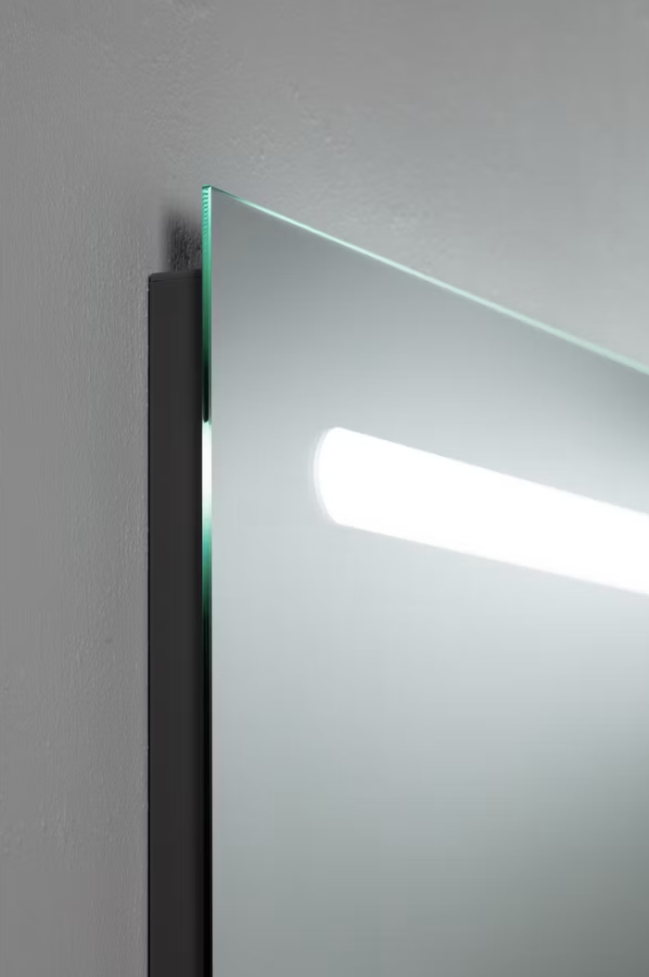 Miroir de salle de bain intelligent Kame Match - 60 cm - Gris mat - Avec éclairage LED, haut-parleurs Bluetooth et fonction anti-buée