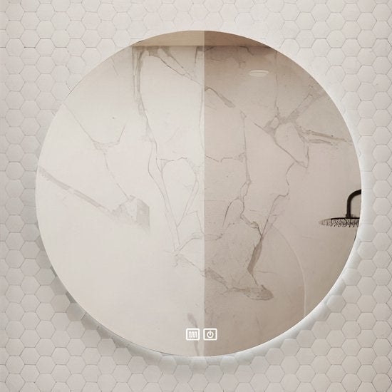 Bayt Miroir de salle de bain - Miroir de salle de bain avec éclairage - Miroir rond 60ø cm - Miroir de salle de bain avec chauffage - Miroir mural - Dimmable - Anti-buée