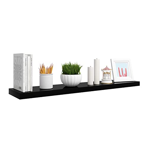 Etagère murale Woltu - Flottante - Noir brillant - 120 cm - Extra forte