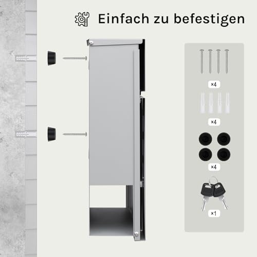 Boîte aux lettres Woltu avec compartiment pour journaux et fenêtres de visualisation Gris 37 x 37 x 10,5 cm