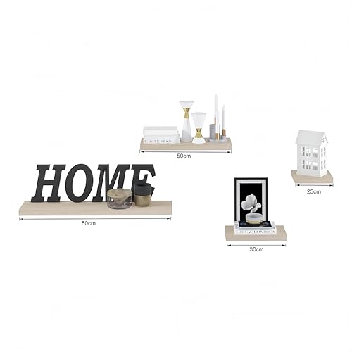 Eugad Wall Shelf 0079QJ - Etagère murale flottante robuste - Chêne Sonoma - 25 cm