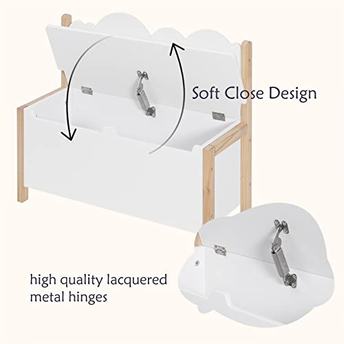 Woltu Banc de rangement avec dossier et coffre à jouets pour enfants Blanc 60 x 25,5 x 55 cm