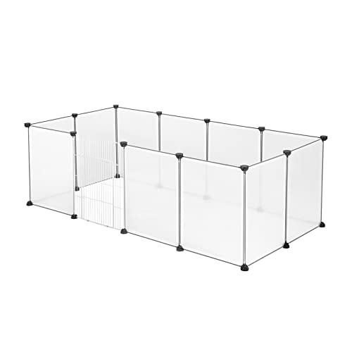 Eugad Parc pour Petits Animaux Transparent - Métal - 145x75x46 cm - 12 Panneaux 35x45 cm
