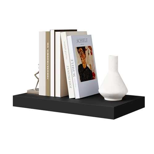 Woltu Floating Wall Shelf RG9372sz - Étagère murale en bois noire - 40x23x3.8 cm - Pour le salon, la chambre et la cuisine