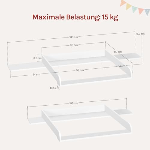Woltu Tapis à langer pour table à langer blanc 80 x 80 cm avec bord de protection