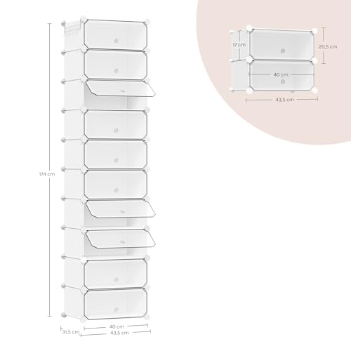 Woltu Shoe Cabinet with 10 Compartments White 40 x 30 x 170 cm