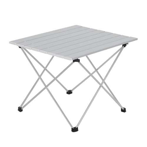 Woltu Table de pique-nique Table de camping pliable - Aluminium Silver - 56x46x40 cm