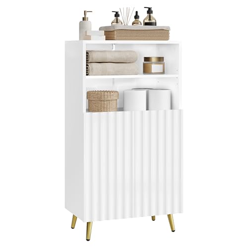 eSituro Meuble de salle de bains Modèle de sol Blanc 50 x 30 x 93 cm avec étagères réglables
