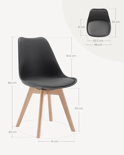 Woltu Dining Chairs Set of 2 Ergonomic Design - Bois massif et cuir synthétique - Grey - BH29gr-2