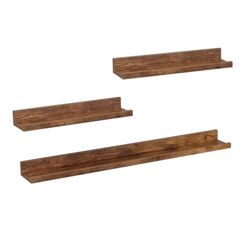 Woltu Set de 3 étagères murales - Rustic Brown - 2x 40x10 cm & 1x 80x10 cm