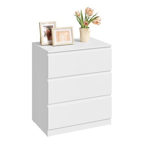 Woltu Cabinet à tiroirs blanc 3 tiroirs - Rangement moderne pour la chambre et le salon