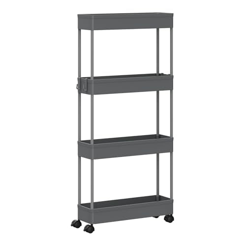 Chariot de service à 4 niveaux gris 39 x 83,5 x 12,5 cm