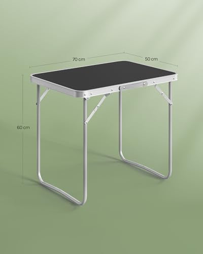Table de camping pliable Woltu Aluminium et MDF Noir 70 x 60 x 50 cm
