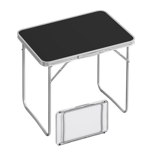 Table de camping pliable Woltu Aluminium et MDF Noir 70 x 60 x 50 cm