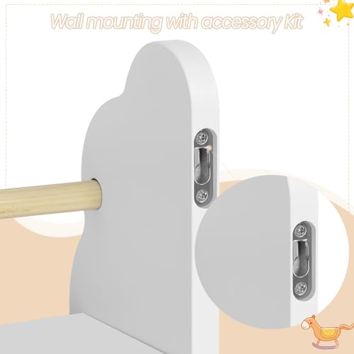 Woltu Bibliothèque Enfant Etagère murale en forme de nuage - MDF et Pin Blanc - 3 Etagères 45x12.7x23 cm