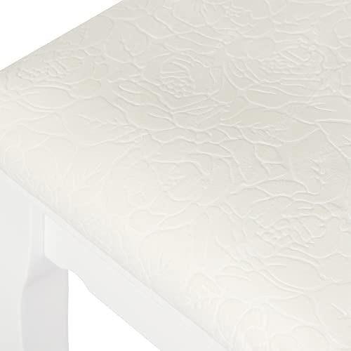Woltu Make-up Stool Baroque - Tabouret en bois recouvert de velours blanc - 37 x 28 x 44.5 cm