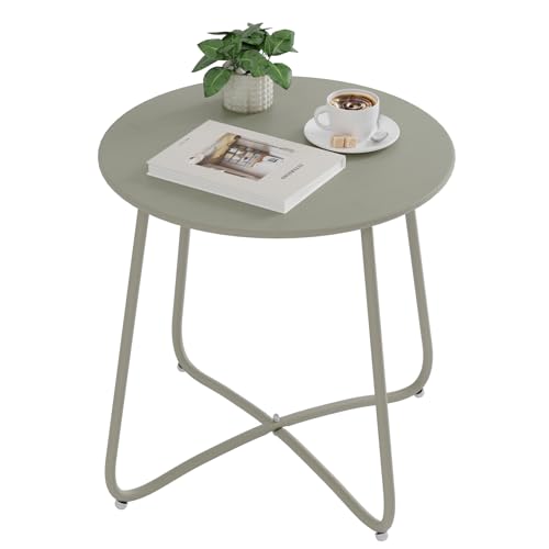eSituro Table ronde de jardin et de balcon - Gris métal - Ø48 x H45 cm