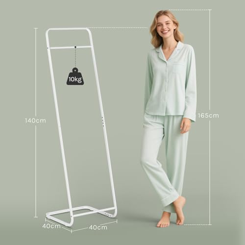 Porte-vêtements Woltu avec cadre en métal blanc 40 x 40 x 140 cm