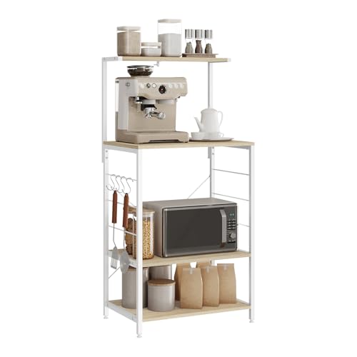 Woltu Armoire de cuisine avec 4 étagères Chêne clair et blanc 60 x 40 x 123 cm