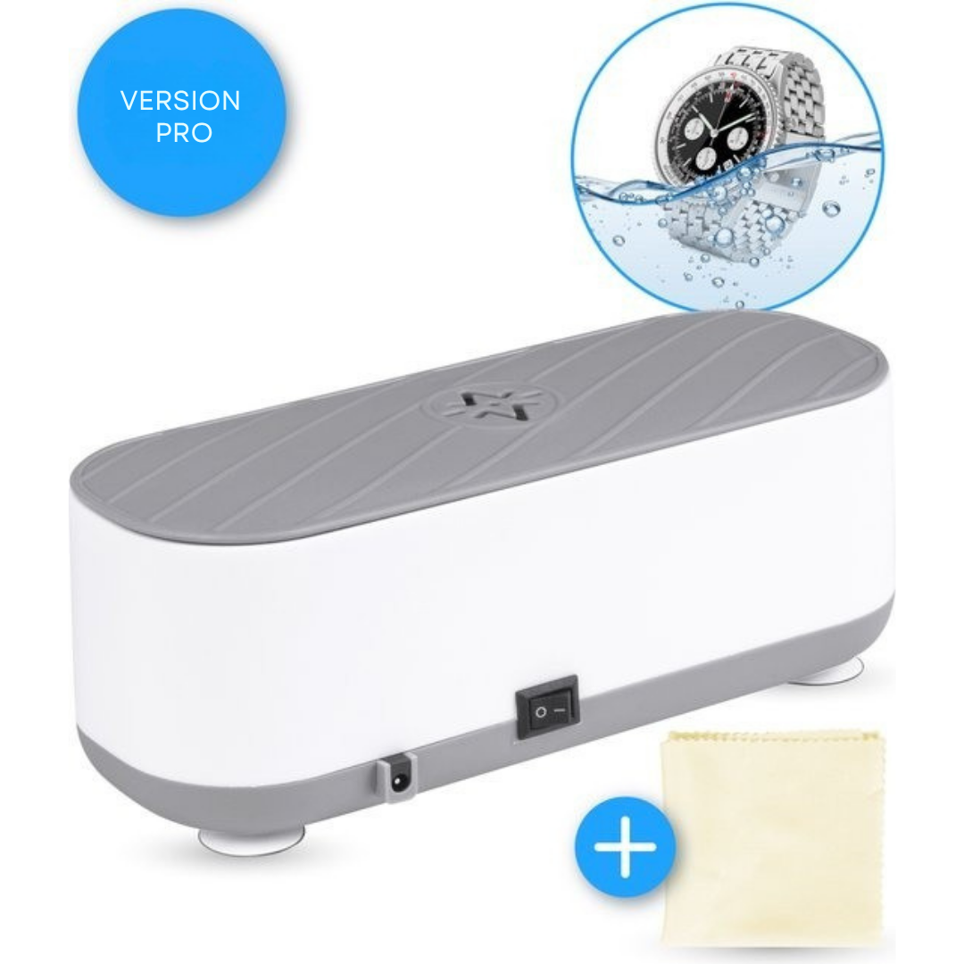 Nettoyeur à ultrasons Nuvance - Appareil de nettoyage pour bijoux et lunettes - 300ml - 3,5 x 15 cm x 5,5 cm - Blanc/gris