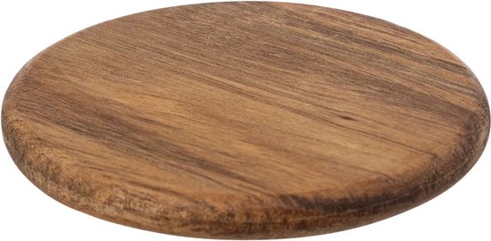 Sous-verres Secret de Gourmet - lot de 6 - bois d'acacia - D10 cm - ronds - vernis - style moderne et classique