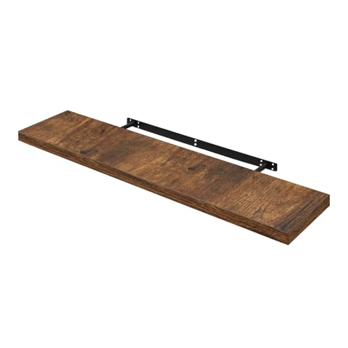 Woltu Wall Shelf RG9315hov Vintage Brown - Étagère murale en bois pour le salon, la cuisine, la salle de bain, la chambre et le bureau - 120 x 23 x 3,8 cm