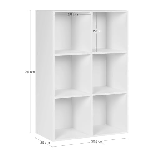 Woltu Bibliothèque à 6 compartiments Blanc 59,6 x 29 x 89 cm