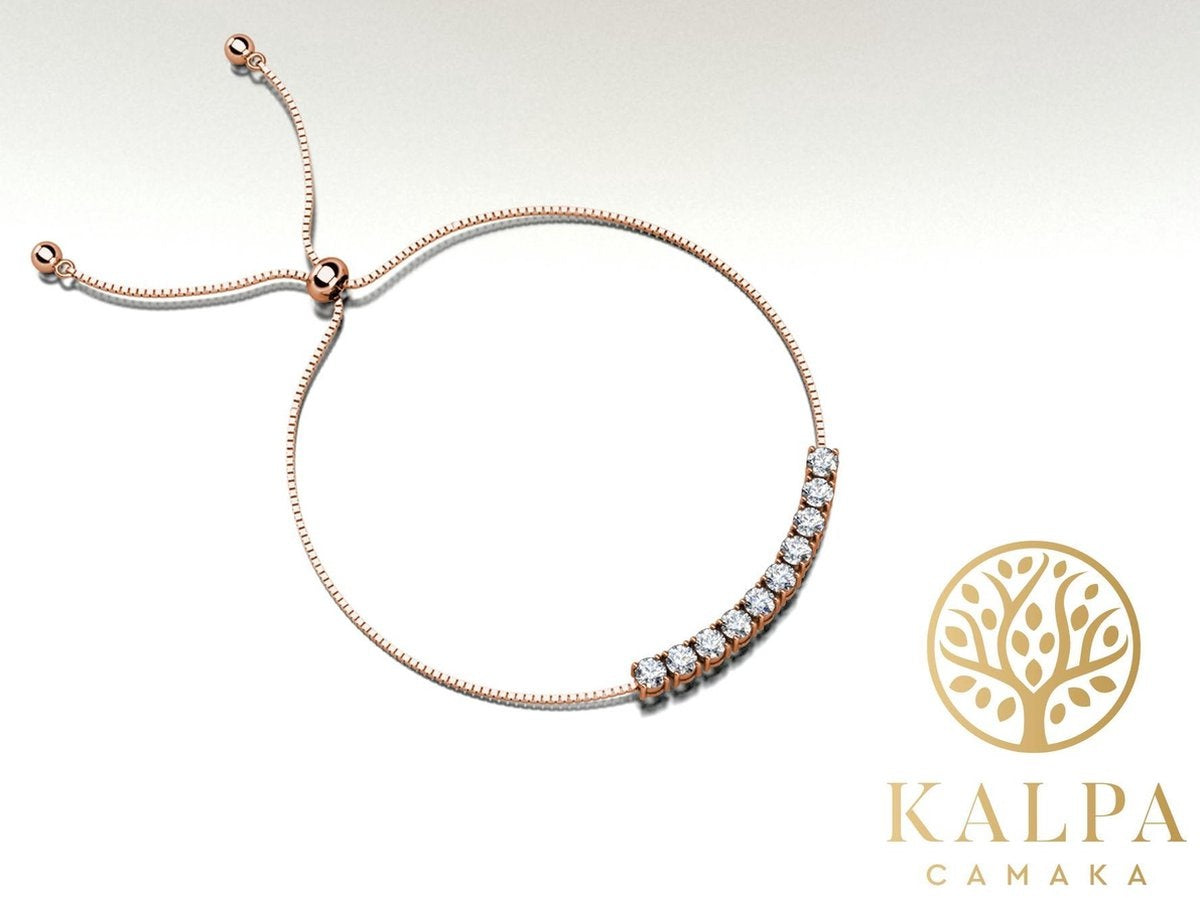 Yolora - Bracelet pour dames avec 10 cristaux Kalpa Camaka - couleur Ros� - plaqué or 18K Ros�