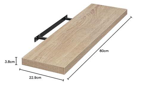 Eugad Wall Shelf 0117QJ - Etagère flottante robuste - Chêne - 80 cm