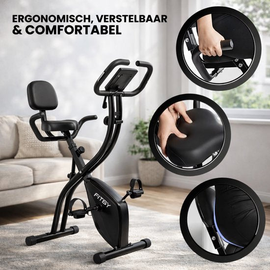 Vélo d'exercice Fitby - Vélo de fitness - Pliable - Fonction Hardcore - 10 niveaux de résistance - Vélos d'exercice fitness