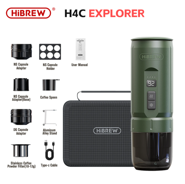 Machine à expresso portable HiBREW H4C - Verte - 220 x 75 mm