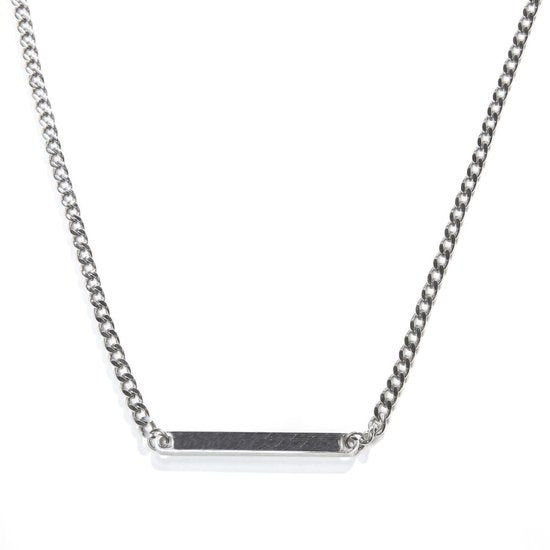 Laura Ferini Ladies Necklace Facile Silver - Chaîne à maillons en argent avec plaque - Plaqué or blanc 18 carats - Collier - Collier - Bijoux - Accessoires - Collier pour dames avec pendentif