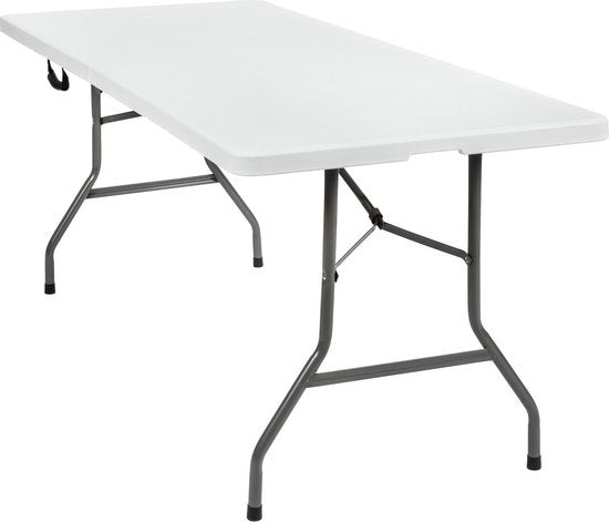 tectake® - Table de camping - Table pliante - Plastique - dim. 183 x 76 x 74cm - blanc