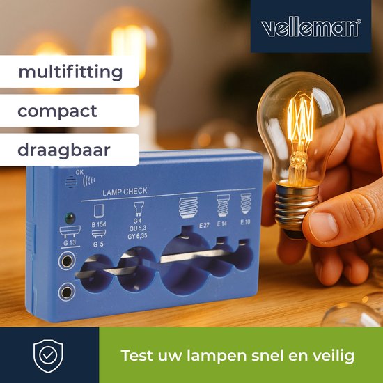 Testeur de lampes Velleman VTTEST8 - Indicateur sonore et visuel - Universel