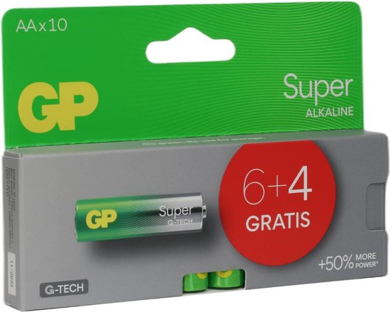 GP Super Alkaline - Pile - AA - 10 pièces