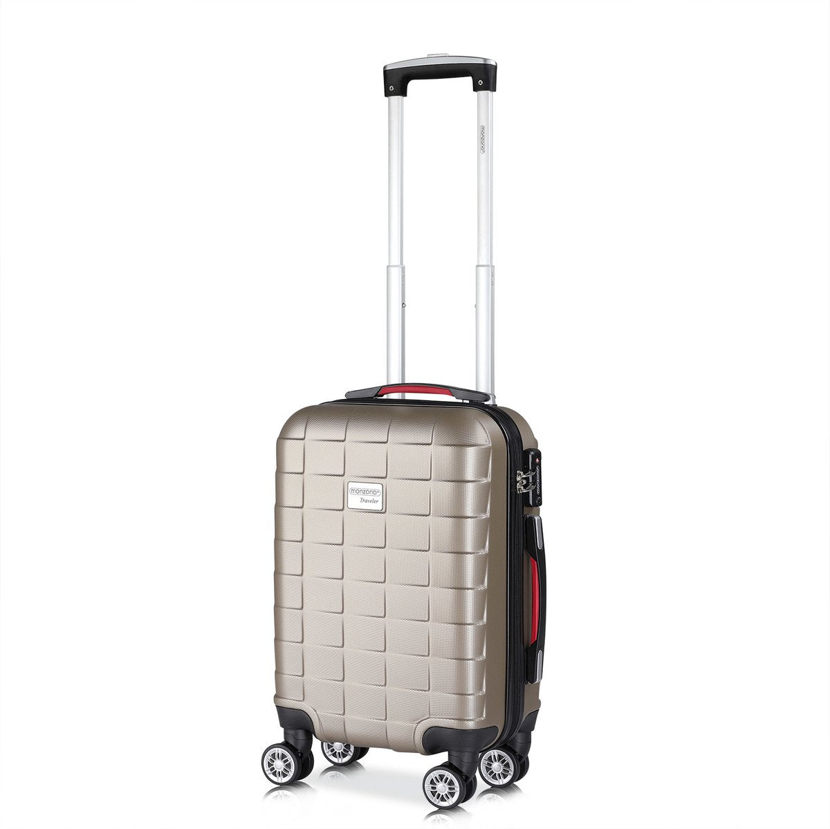 Valise cabine Monzana Exopack 41 litres - 53 x 37 x 21 cm - Coque rigide avec serrure TSA et 4 roulettes doubles pivotantes - Champagne